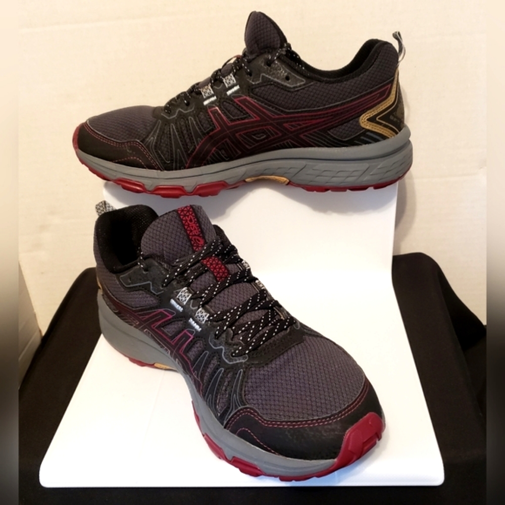 Asics Gel Venture 7 Grey/Black/Red Comfort Athletic Running Shoes SZ: 8.5